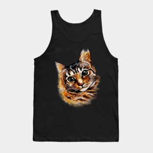 Stray Cat Portrait Watercolor Artwork Tank Top